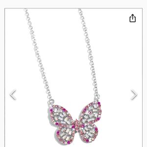 Paparazzi Silver and Pink Butterfly Necklace Sparkling Elegance